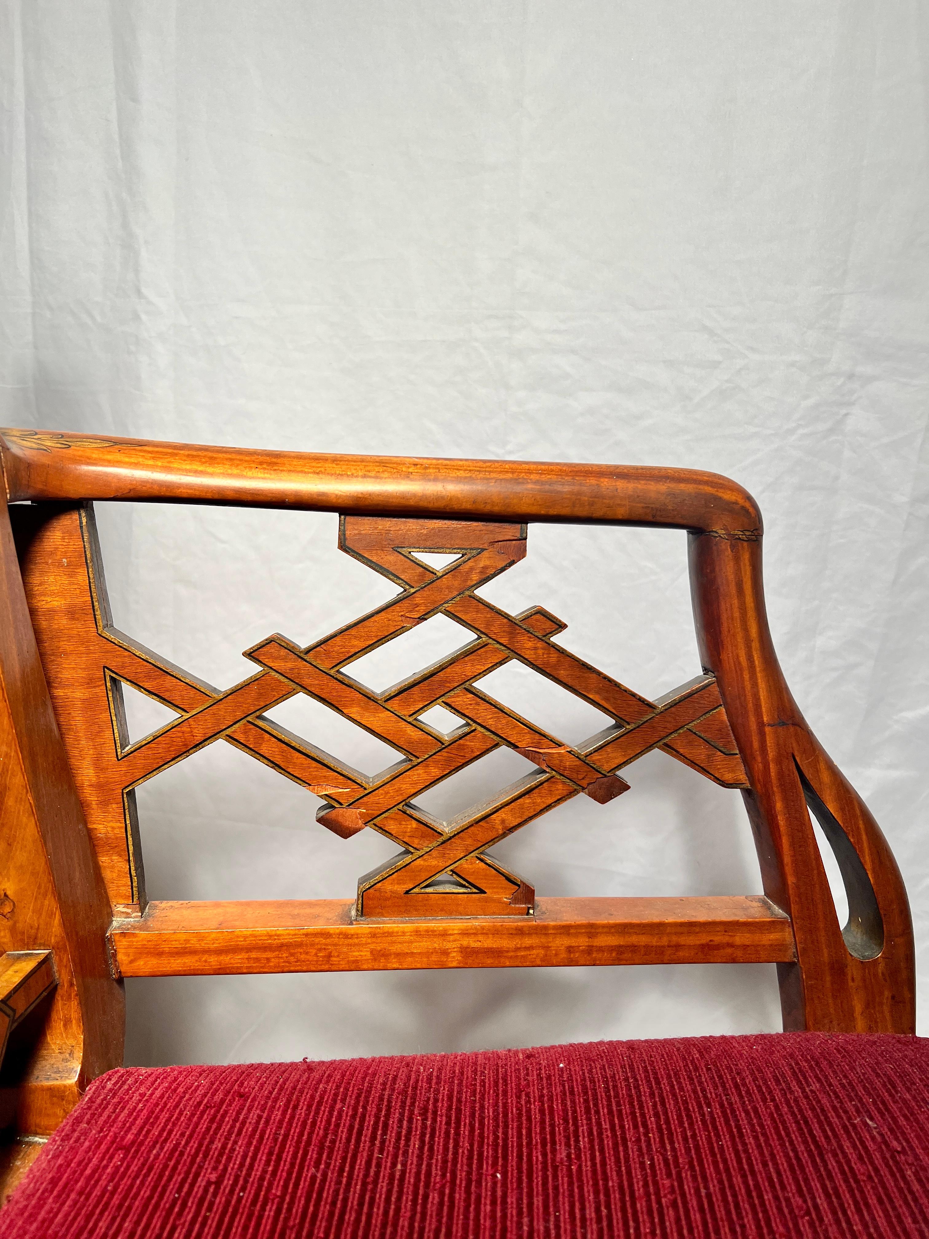 Antique Satinwood Chippendale Arm Chairs circa 1880 For Sale 2