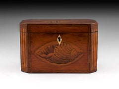 Antique Satinwood Conch Shell Double Tea Caddy, 18th Century