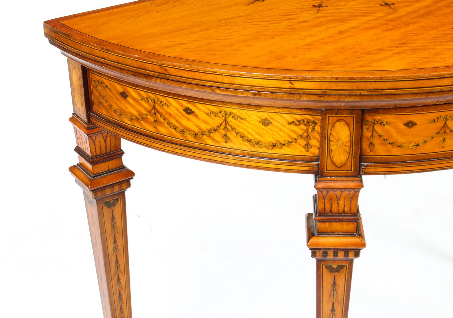 Antique Satinwood Demilune Card Table Filmer & Son, 19th Century 6
