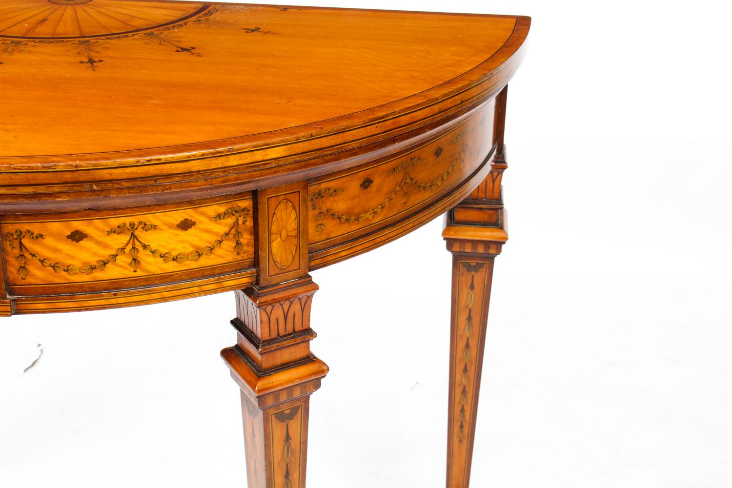 Antique Satinwood Demilune Card Table Filmer & Son, 19th Century 7