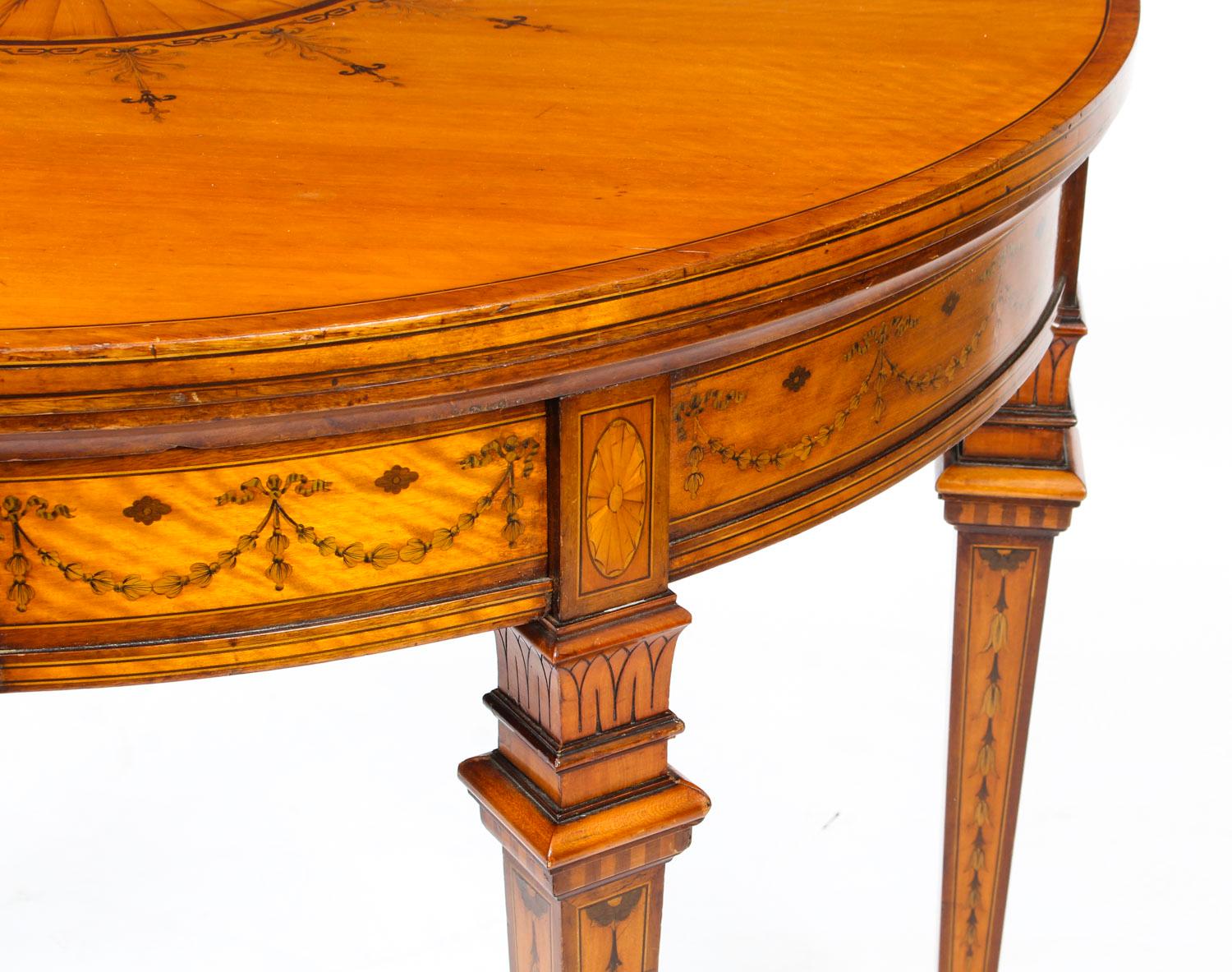 Antique Satinwood Demilune Card Table Filmer & Son, 19th Century 8