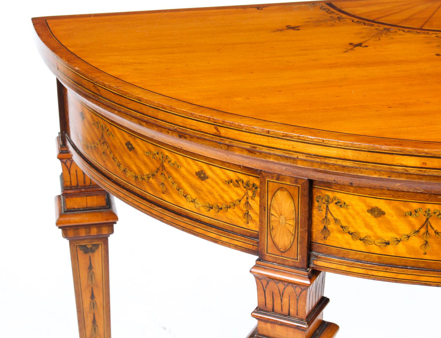 Antique Satinwood Demilune Card Table Filmer & Son, 19th Century 9