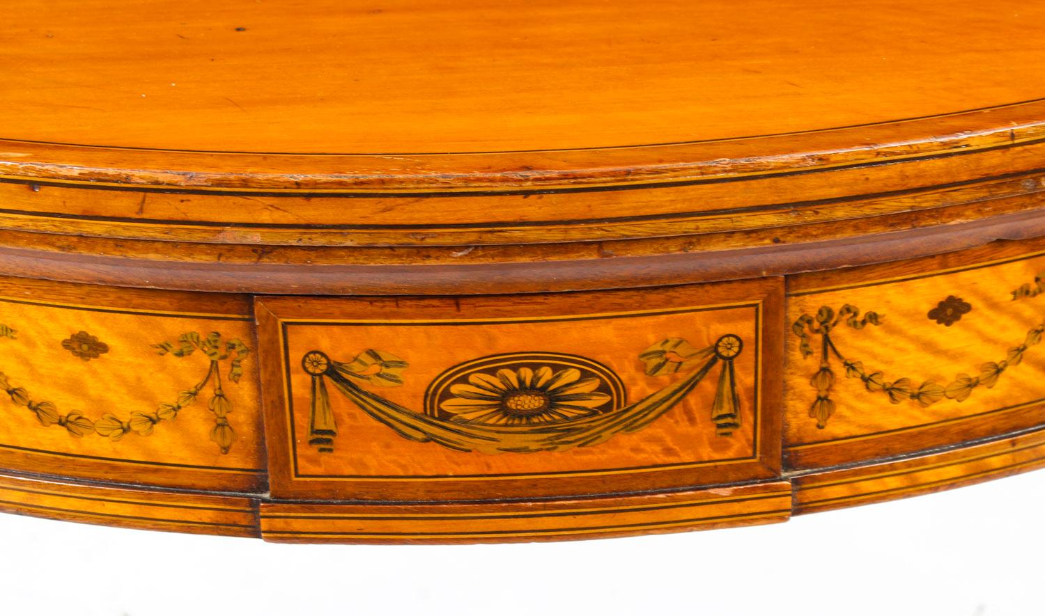 Antique Satinwood Demilune Card Table Filmer & Son, 19th Century 10