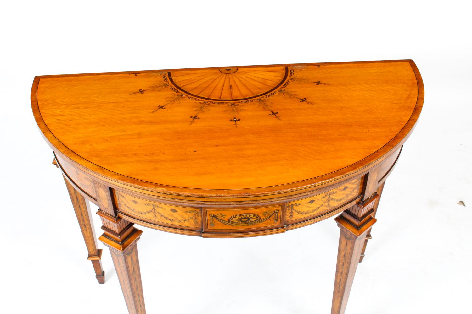 Antique Satinwood Demilune Card Table Filmer & Son, 19th Century In Good Condition In London, GB