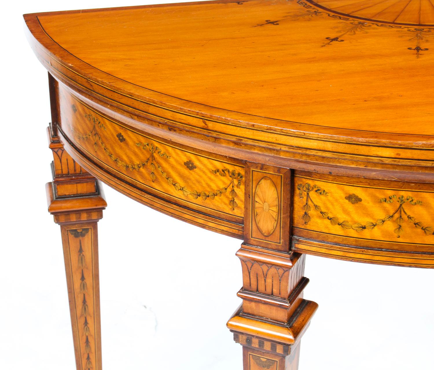 Antique Satinwood Demilune Card Table Filmer & Son, 19th Century 1
