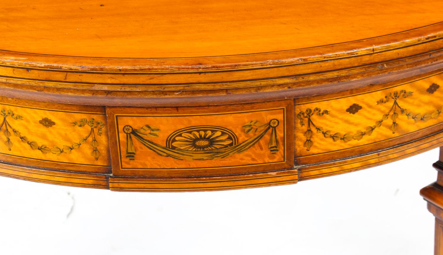 Antique Satinwood Demilune Card Table Filmer & Son, 19th Century 2
