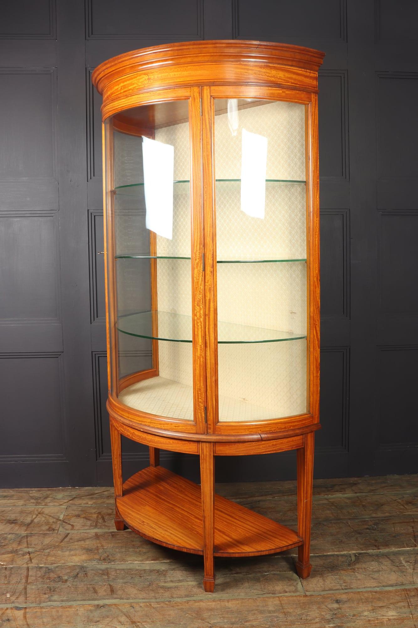 Antique Satinwood Demi Lune Display Cabinet c1900 1