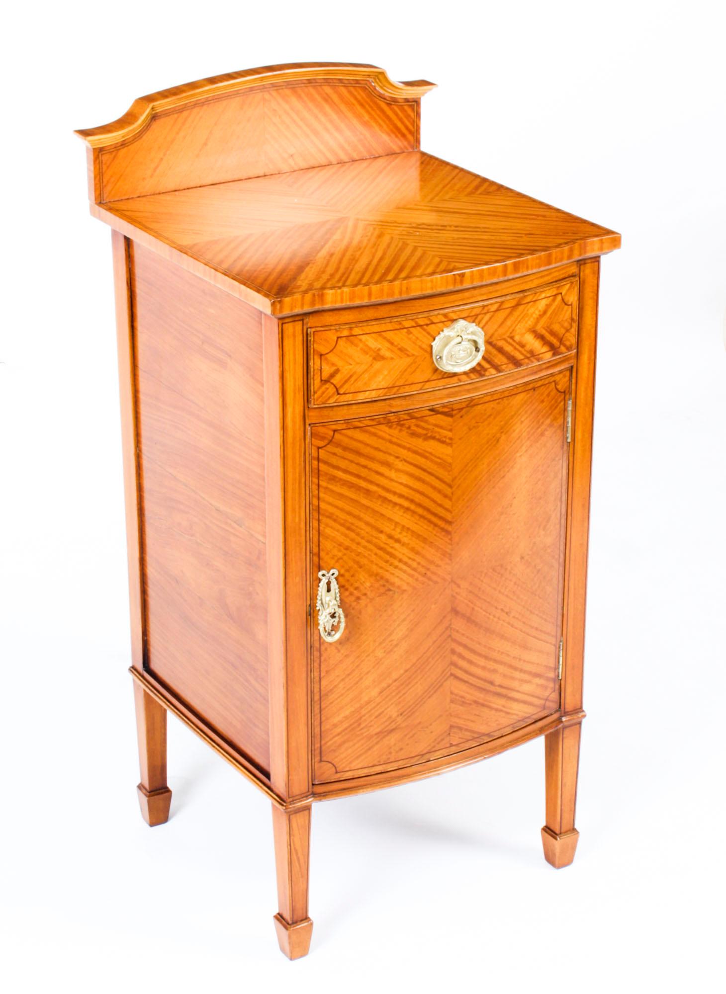 Antique Satinwood and Inlaid Bedside Cabinet, 19th Century For Sale 8