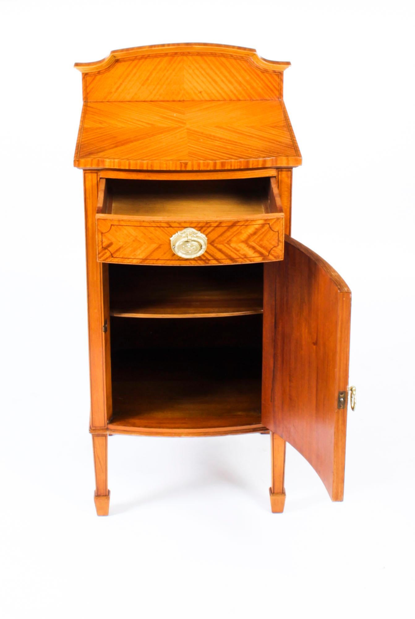 Antique Satinwood and Inlaid Bedside Cabinet, 19th Century For Sale 1