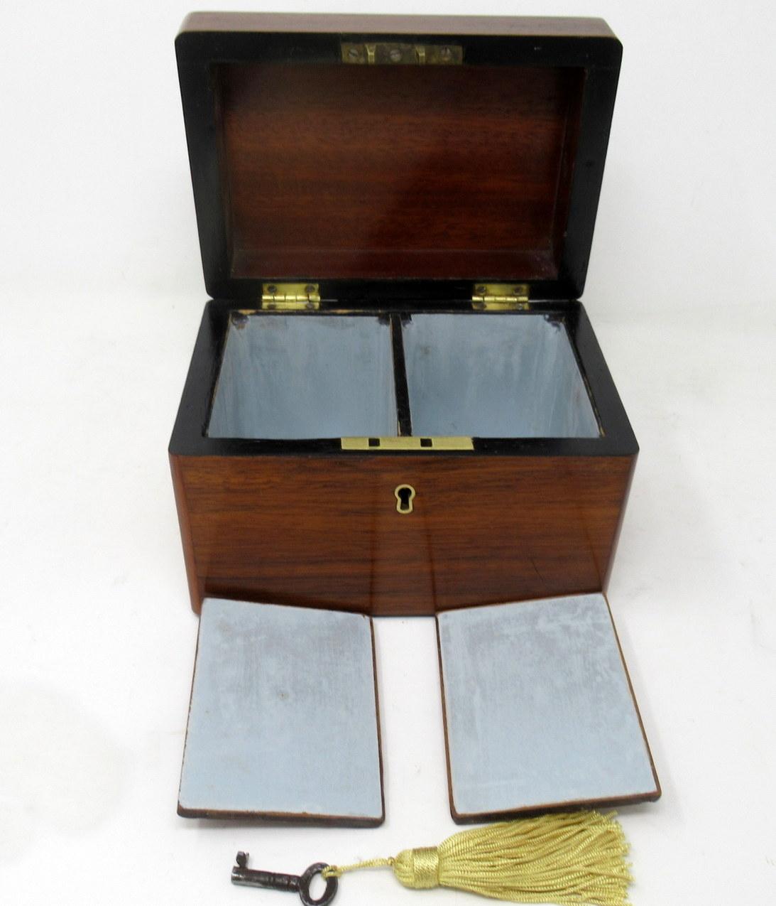 Polished Antique Satinwood Inlaid Flame Mahogany English Double Tea Caddy Box Victorian