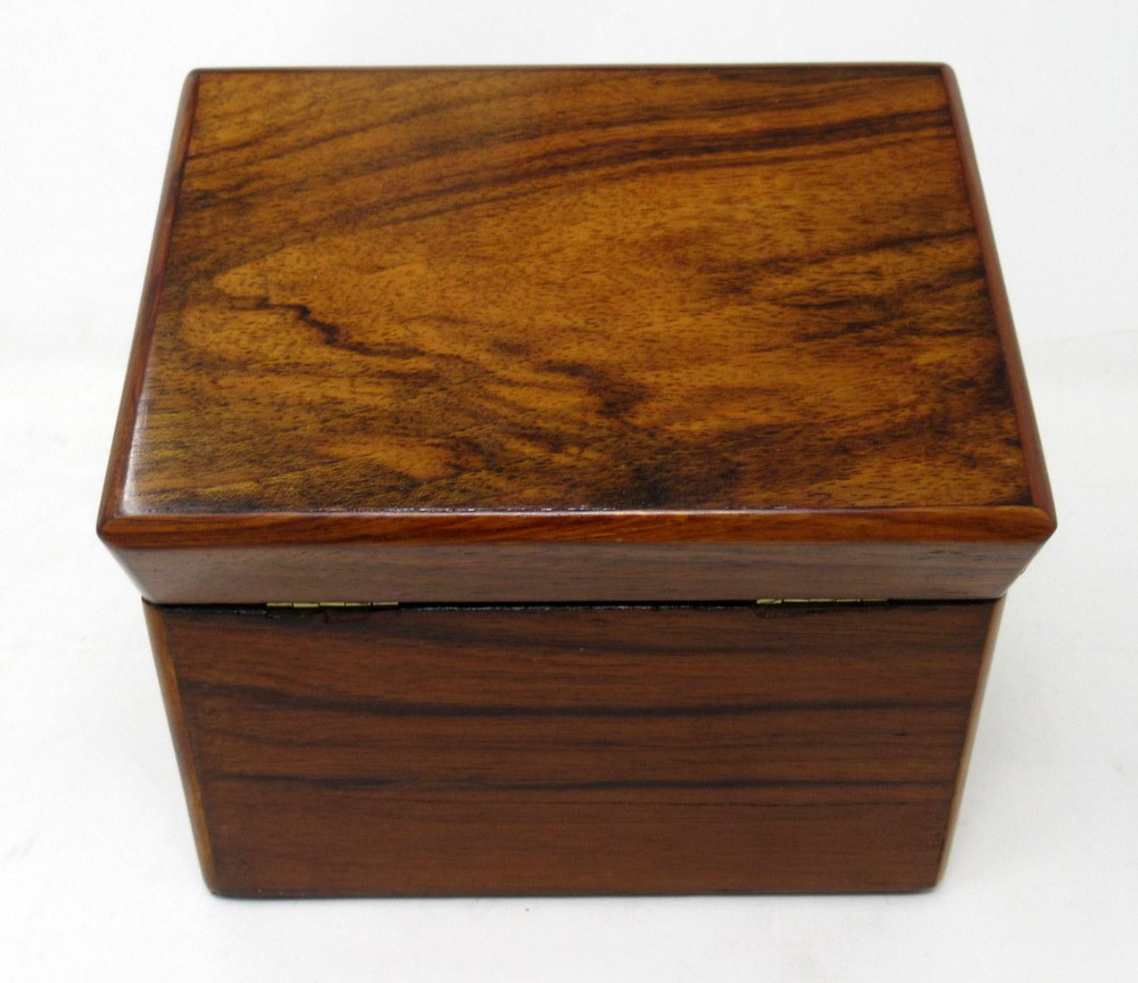 19th Century Antique Satinwood Inlaid Flame Mahogany English Double Tea Caddy Box Victorian