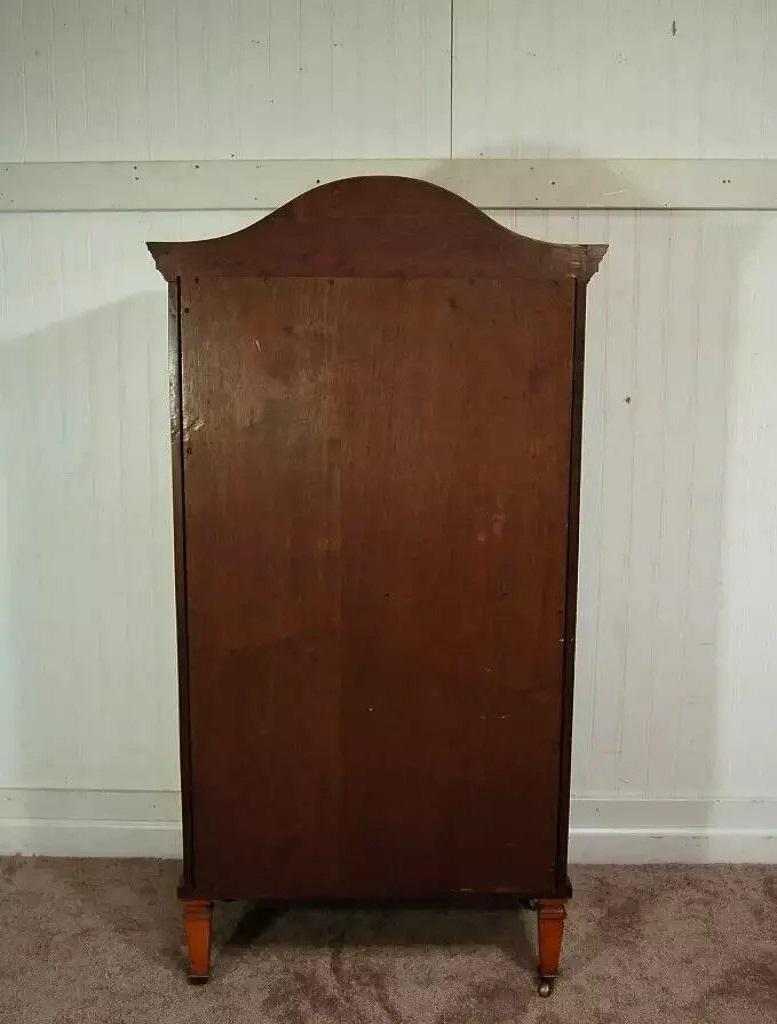 Ancienne armoire à partitions en bois de satin marqueté French Adams Display Curio en vente 3