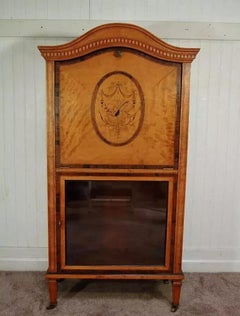 Antique Satinwood Inlaid French Adams Sheet Music Cabinet Display Curio