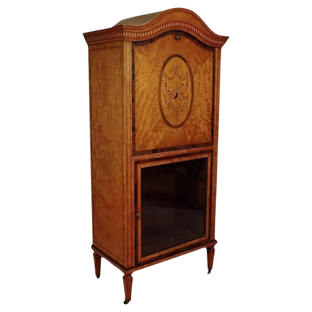 Antiguo Gabinete de Partituras Adams de Madera Satinada con Incrustaciones Francesas Curio de Exposición