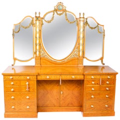 Antique Satinwood and Marquetry Dressing Table Waring & Gillow, 19th Century