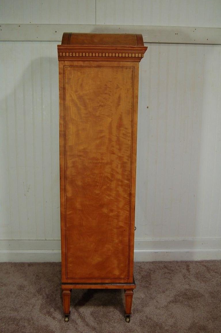 19th Century Antique Satinwood Musical Inlaid French Adams Sheet Music Cabinet Etagere Stand For Sale