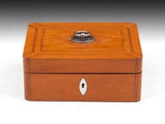 Antique Satinwood Palais Royal Sewing Box 19th Century