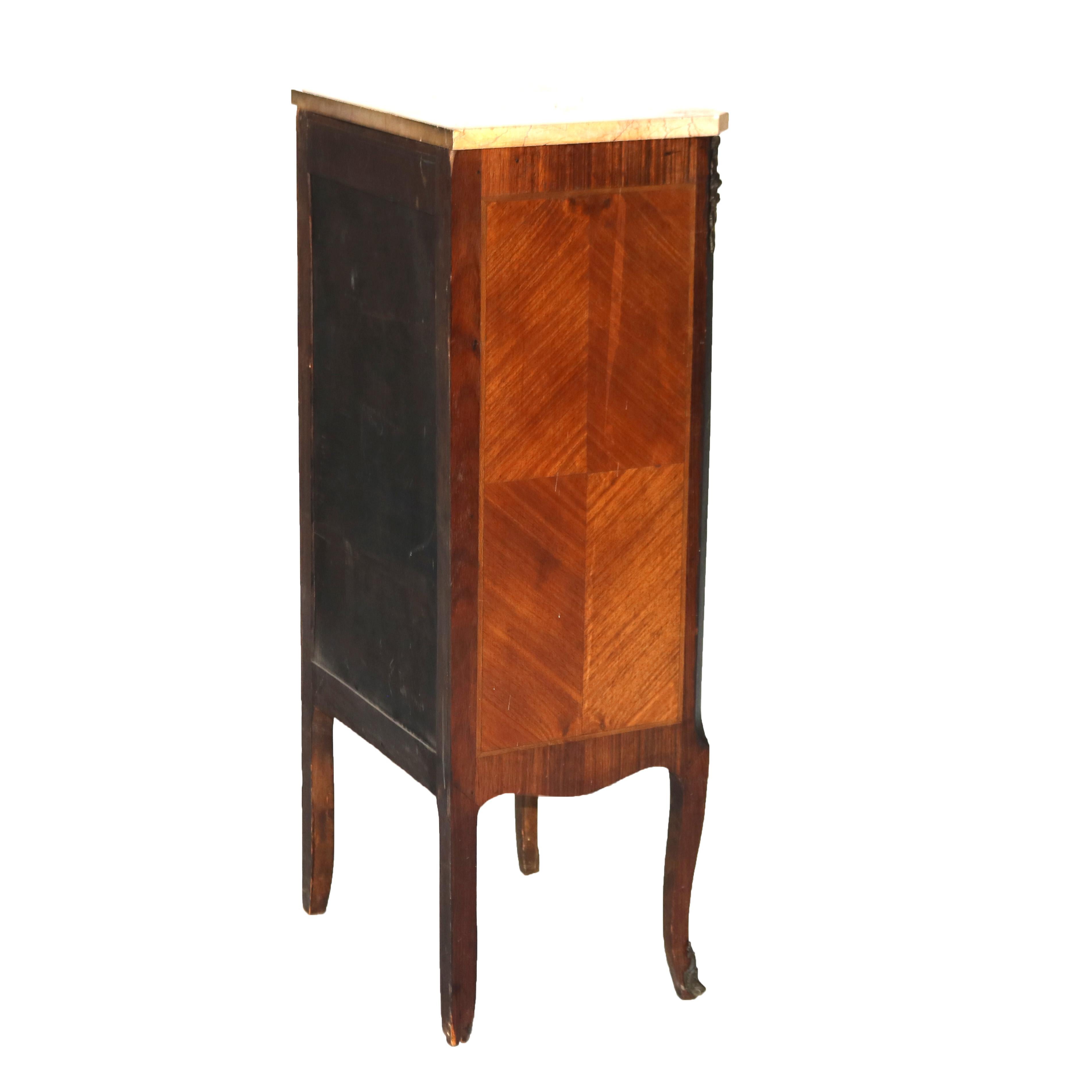 Antique Satinwood, Rosewood & Ormolu Marble Top Lingerie Chest C1900 For Sale 12