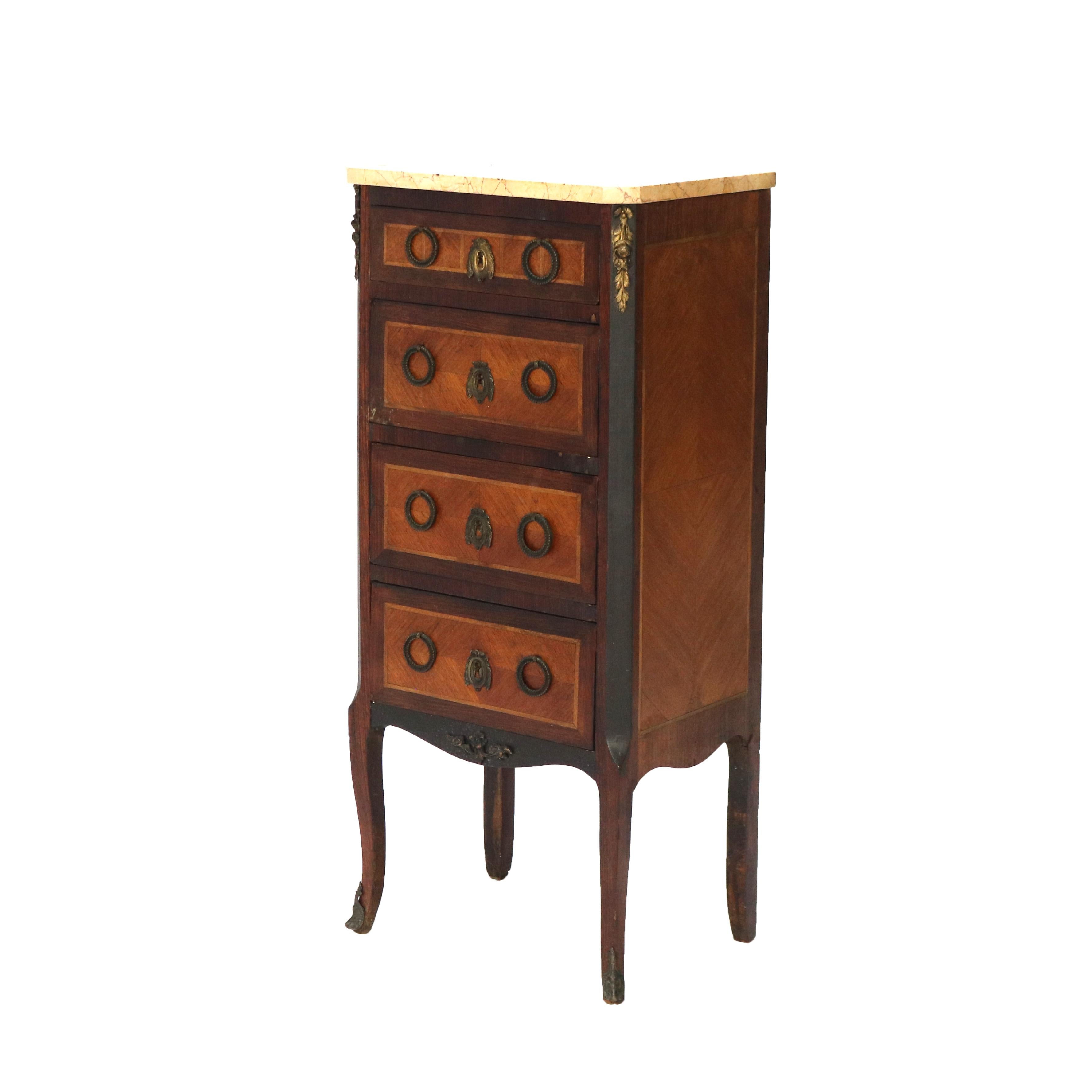 ***Reduced Delivery Rates - See Below or Click “Ask The Seller” to Request a Quote***

Antique Satinwood, Rosewood & Ormolu Marble Top Lingerie Chest C1900

Measures - 37 1/4