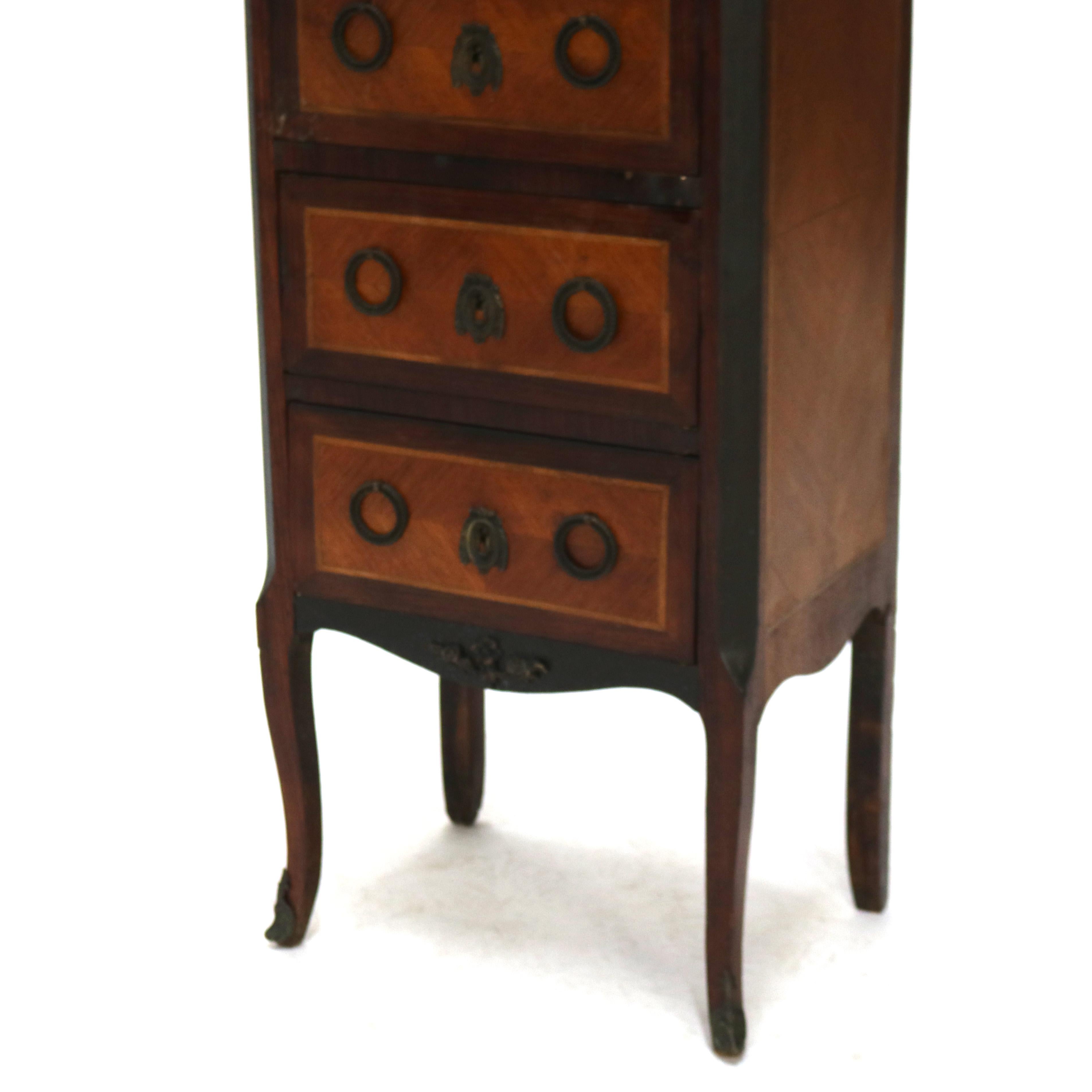 Antique Satinwood, Rosewood & Ormolu Marble Top Lingerie Chest C1900 For Sale 1