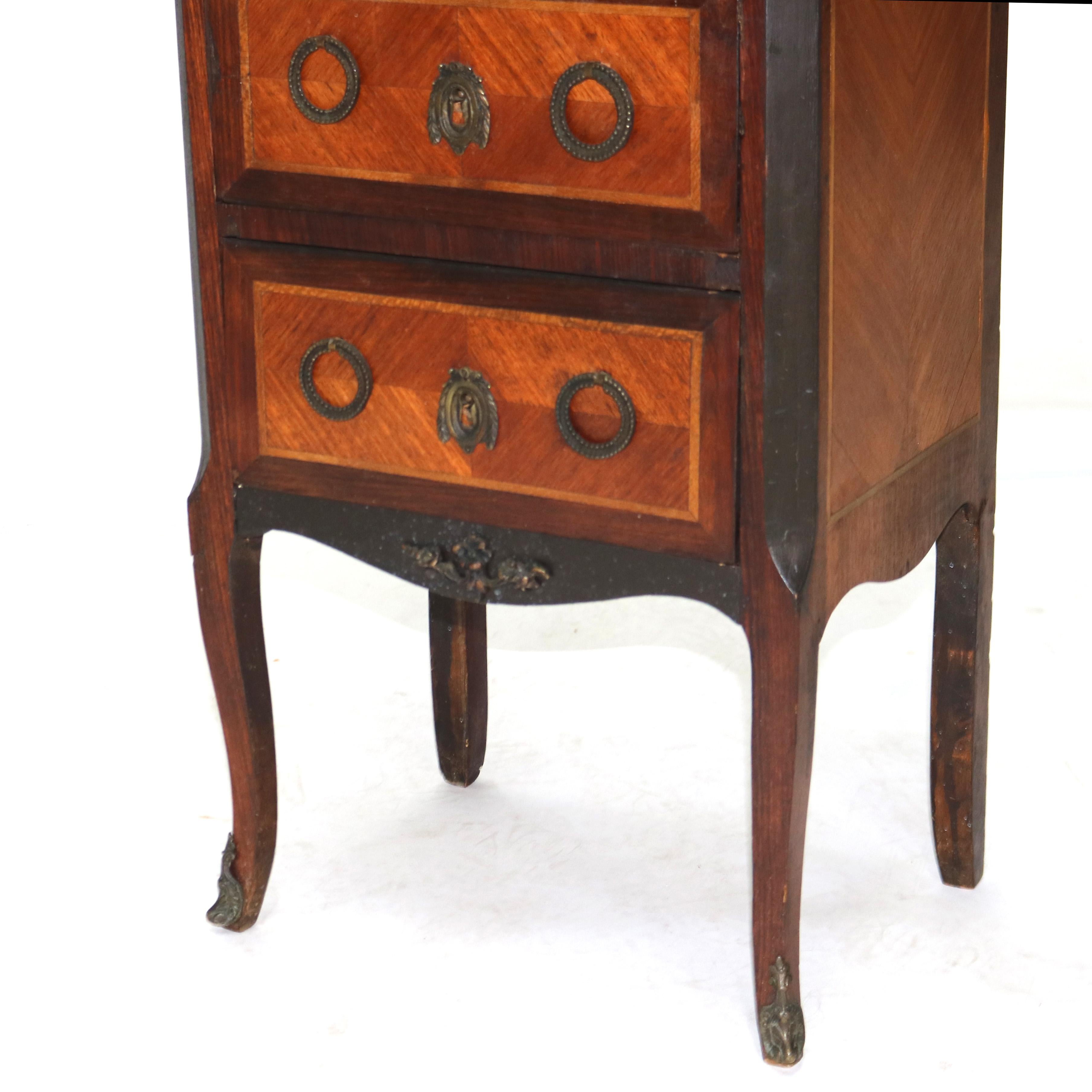 Antique Satinwood, Rosewood & Ormolu Marble Top Lingerie Chest C1900 For Sale 5