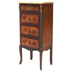 Antique Satinwood, Rosewood & Ormolu Marble Top Lingerie Chest C1900