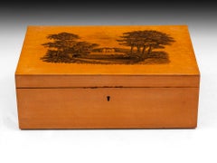 Antique Satinwood Sewing Box Stiven, 19th Century