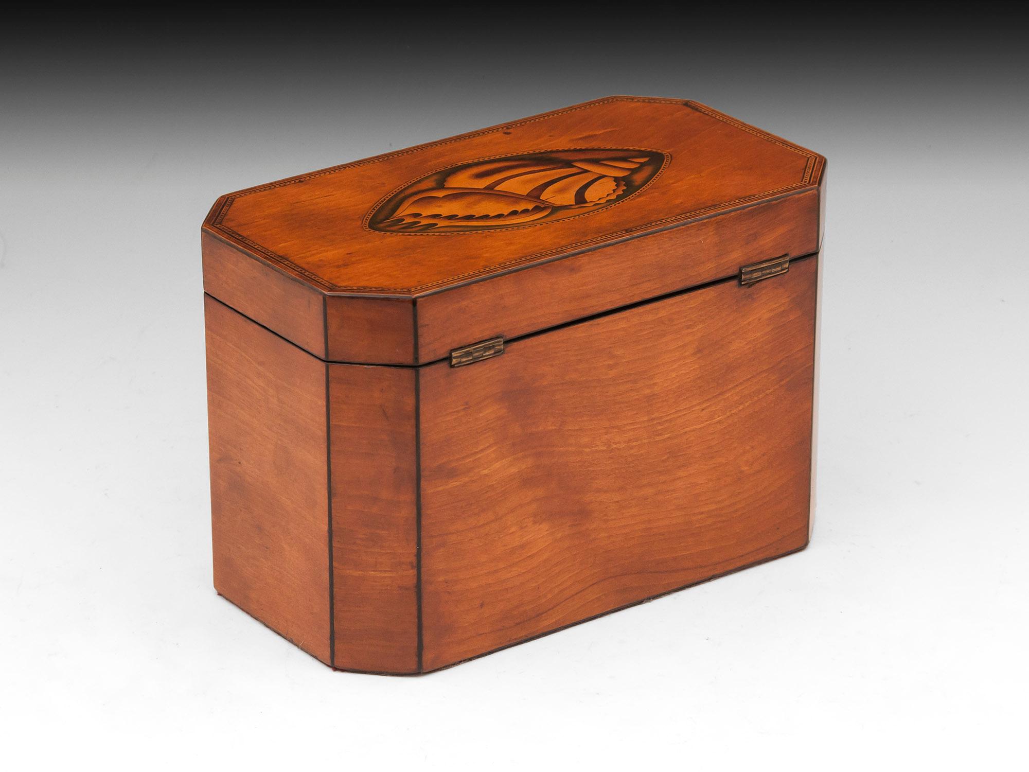 18th Century Antique Satinwood Tea Caddy For Sale