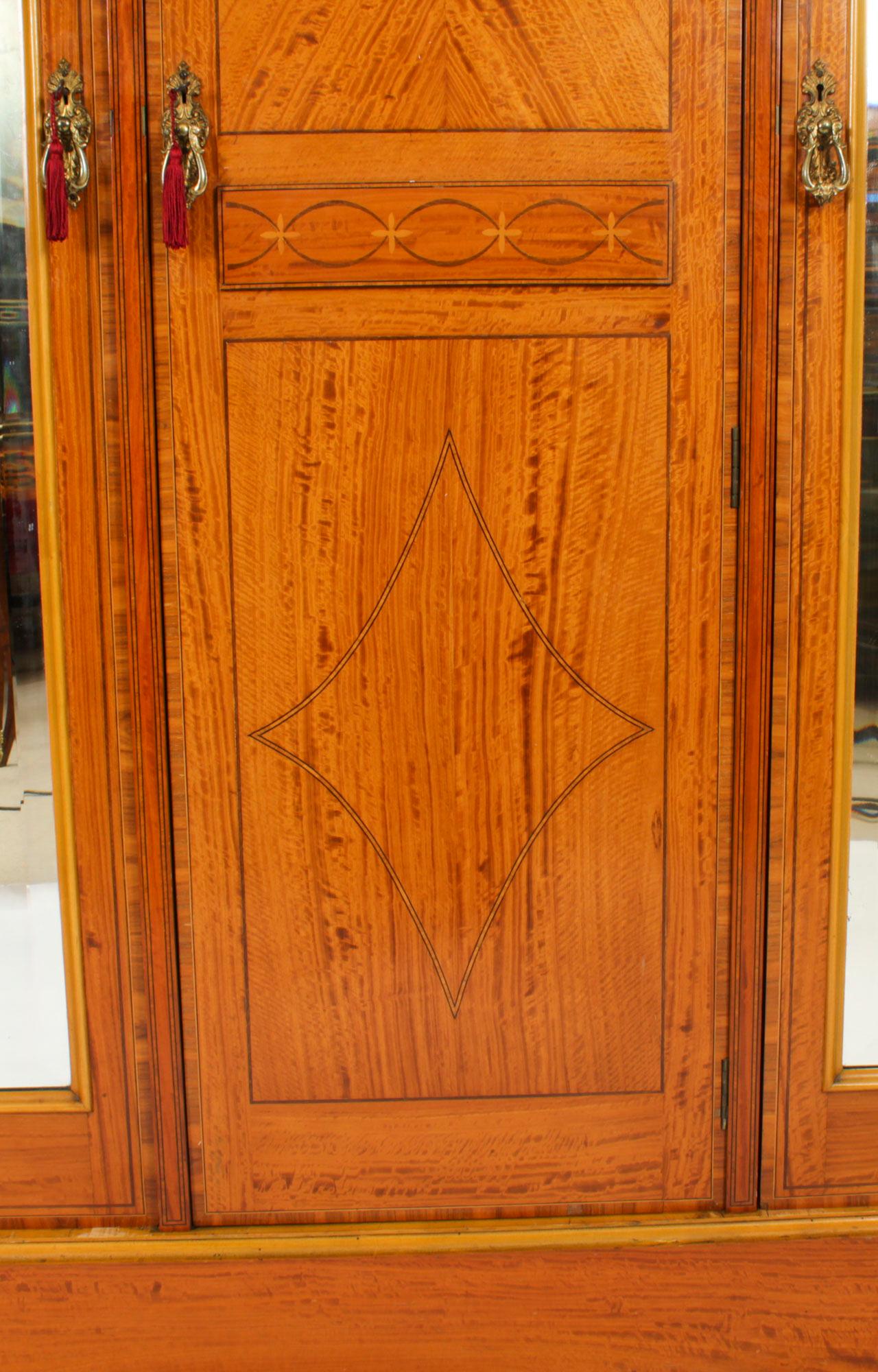 English Antique Satinwood Wardrobe by Maple & Co 19th C For Sale
