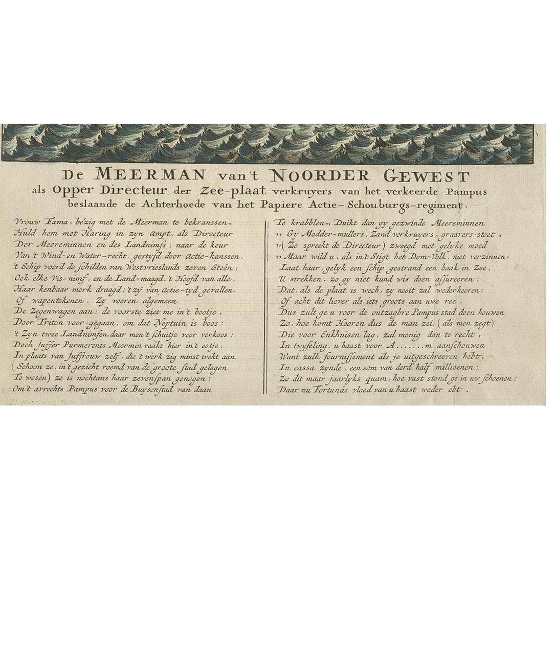 Antique Satirical Print showing Mermaids about the Port of Enkhuizen, circa 1720