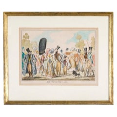 Antique Satricial Hand Colored Etching Titled Monstrosities Of 1821