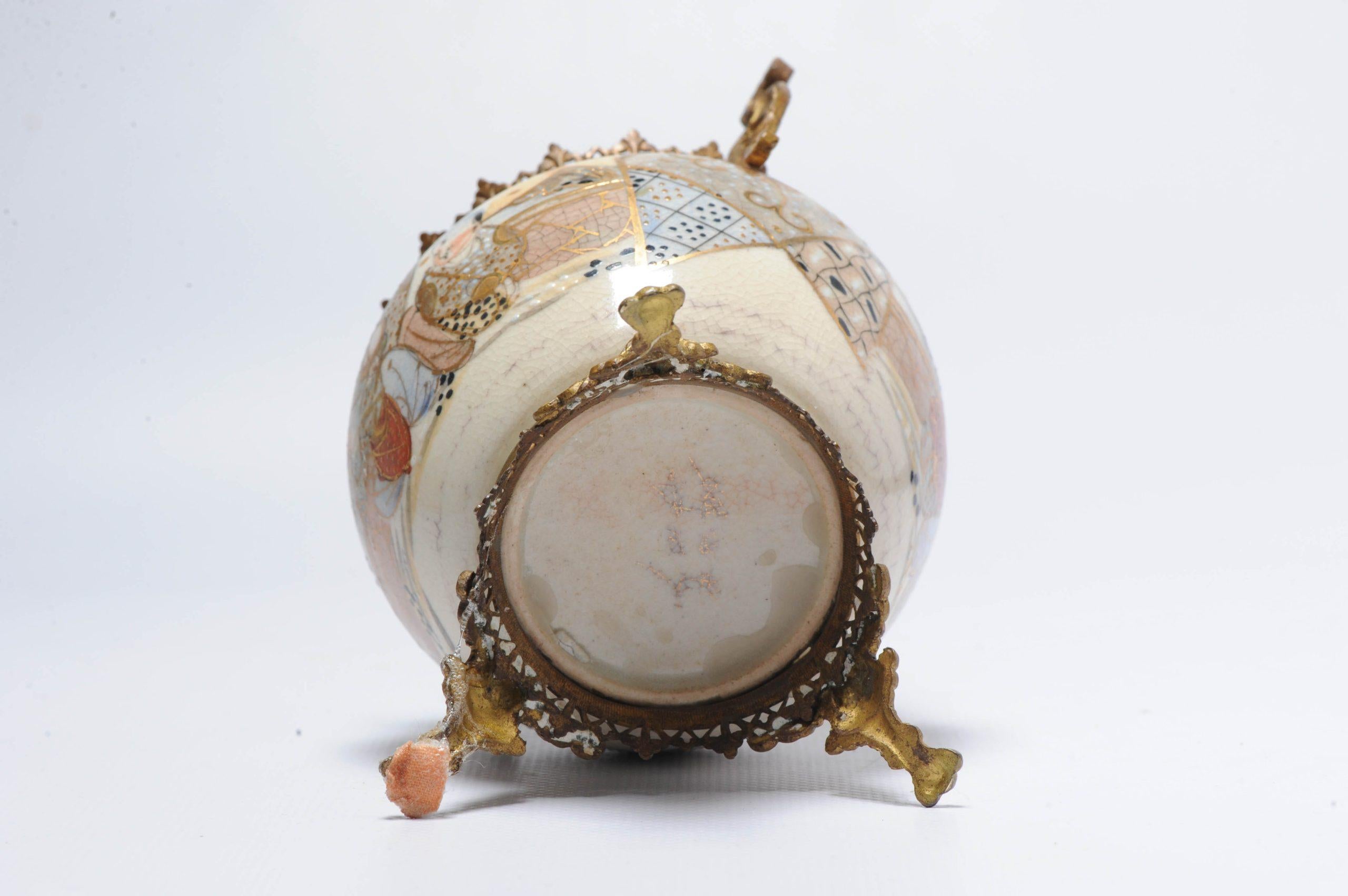 Antique Satsuma Ormulu Japanese Porcelain Bowl Ormulu Mounted, 19th Century For Sale 1