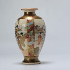 Antique Satsuma Vase with Geishas/Elegant Ladies in Landscape/Pagode Scene