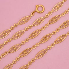 Antique Sautoir - 18K solid gold Victorian chain Necklace - 30.9 inch