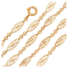 Antique Sautoir - 18K solid gold Victorian chain Necklace - 30.9 inch