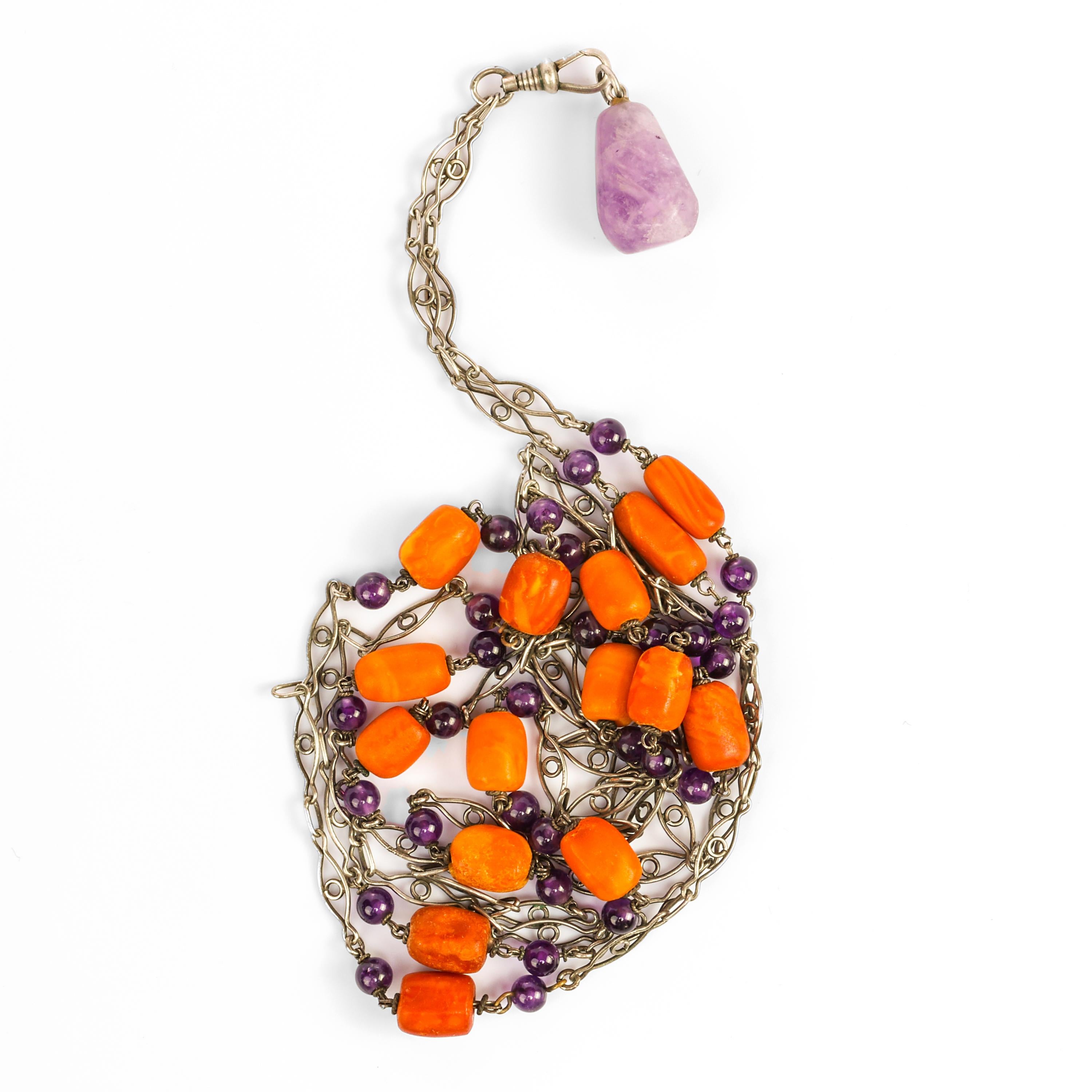 Victorian Necklace Amethyst and Amber 59