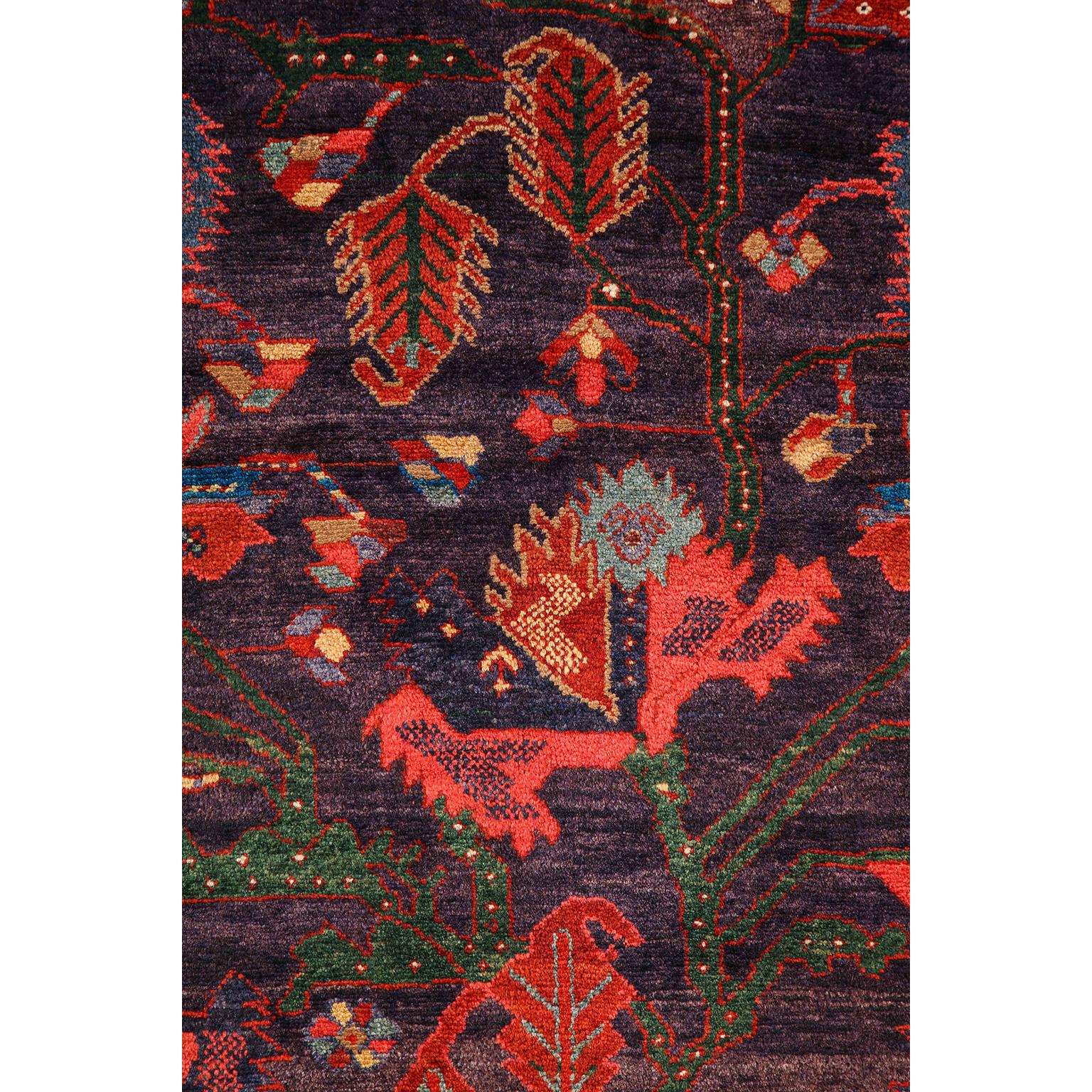 Vegetable Dyed Antique 1910s Saveh Tree of Life Persian Rug, 5' x 7' For Sale