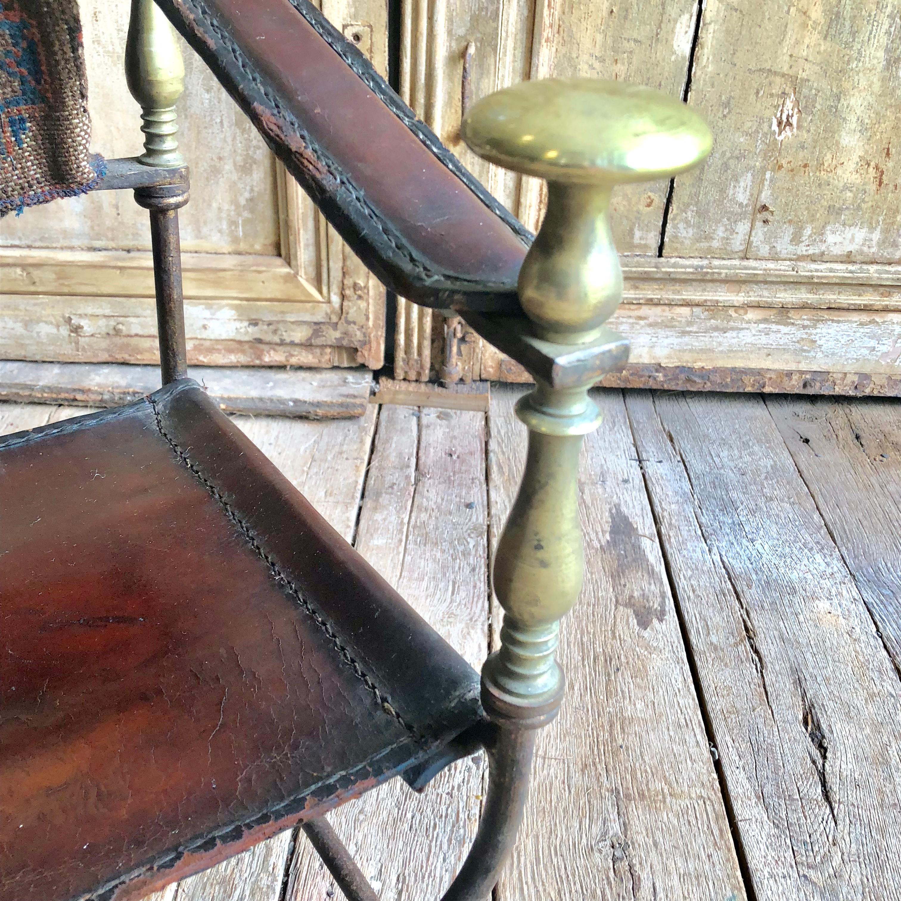Antique Savonarola Chair, Iron and Brass 7