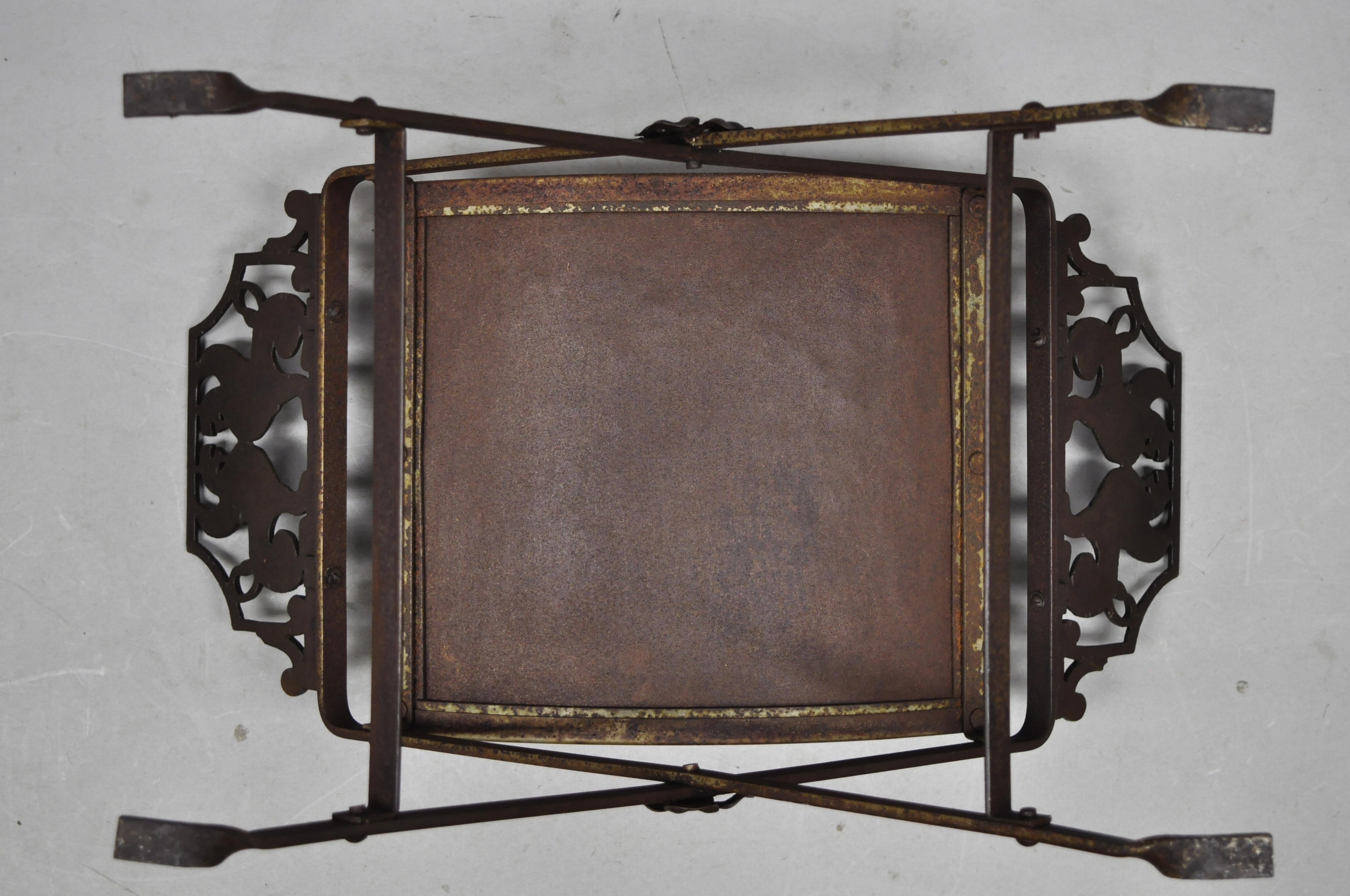 Antique Savonarola Italian Regency Empire Style Cast Iron Griffin Bench Stool 6