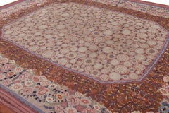 Antique Savonnerie French Art Deco Rug, Salmon with Florals - Rug & Kilim