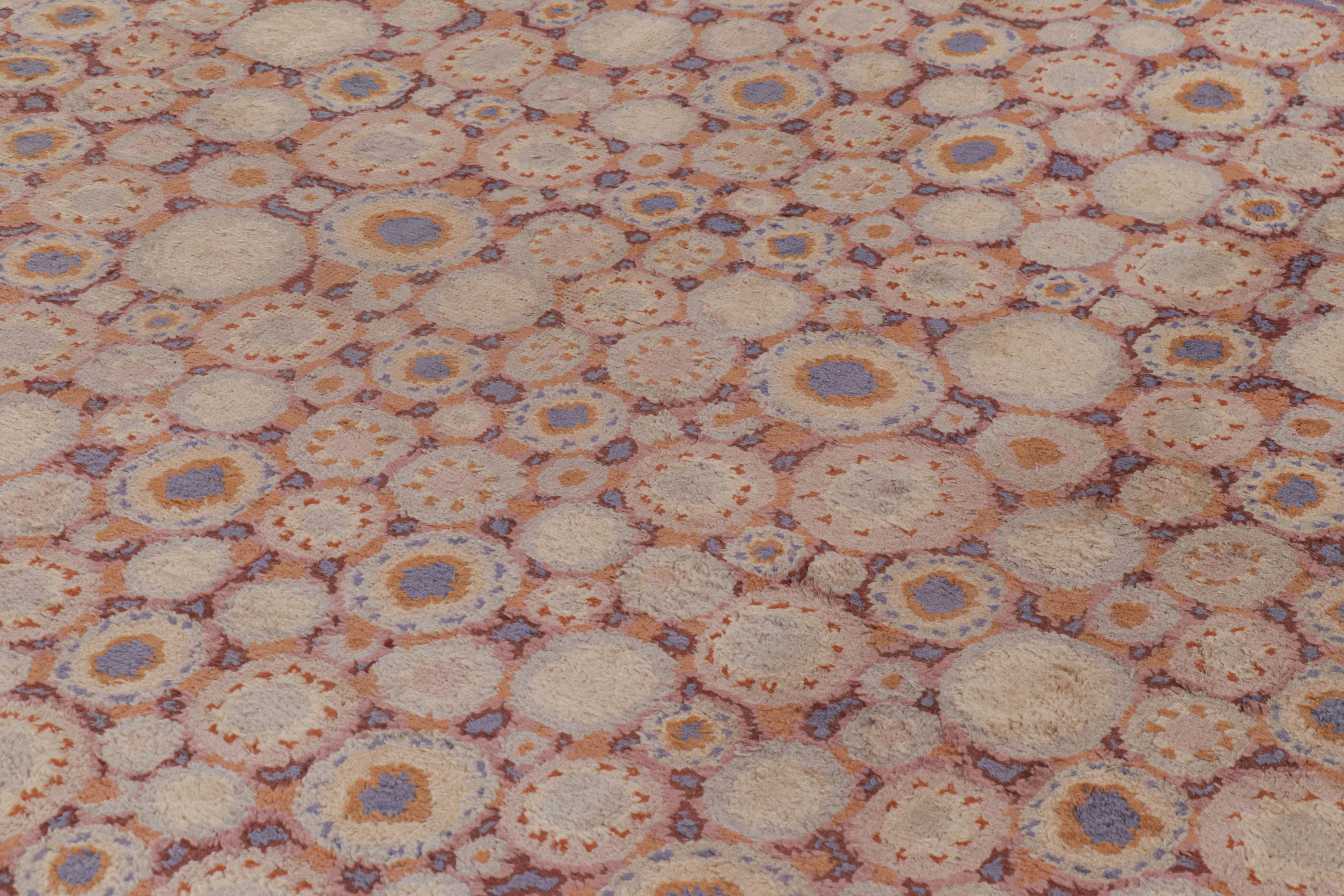 Wool Antique Savonnerie French Art Deco Rug, Salmon with Florals - Rug & Kilim For Sale