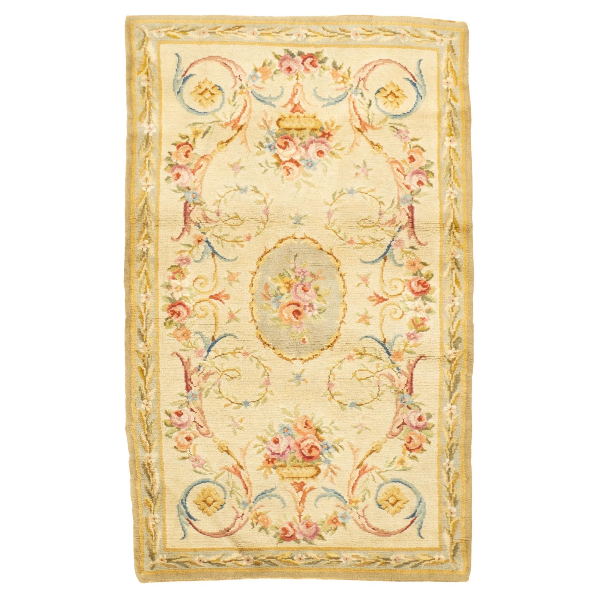Antique Savonnerie (One of pair) Rug 3'1'' x 5'3'' For Sale