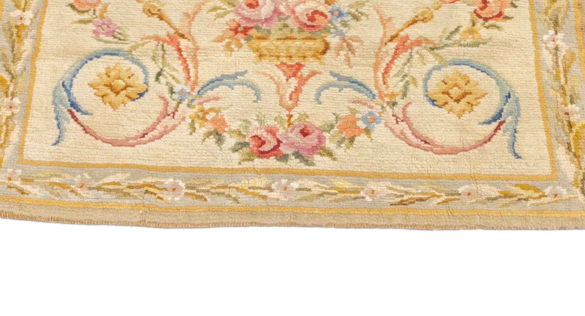 Hand-Knotted Antique Savonnerie (One of pair) Rug 3'2'' x 5'2'' For Sale