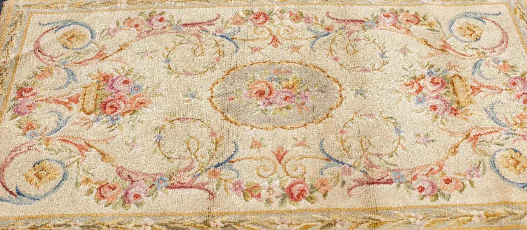 19th Century Antique Savonnerie (One of pair) Rug 3'2'' x 5'2'' For Sale