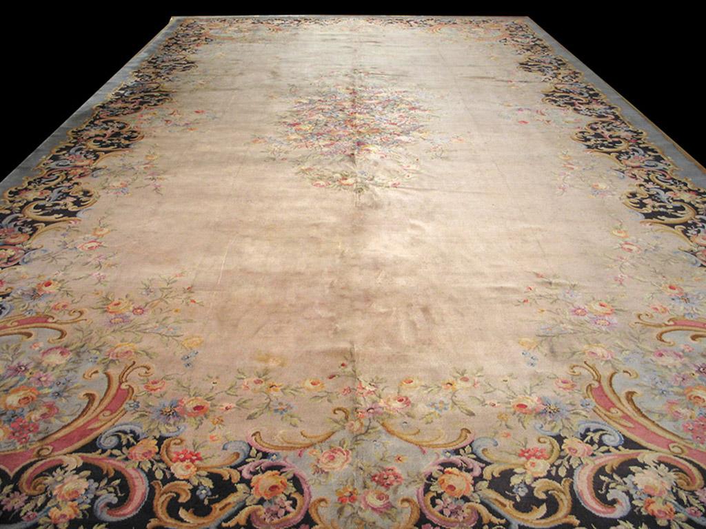 Antique Savonnerie rug, size: 13'2