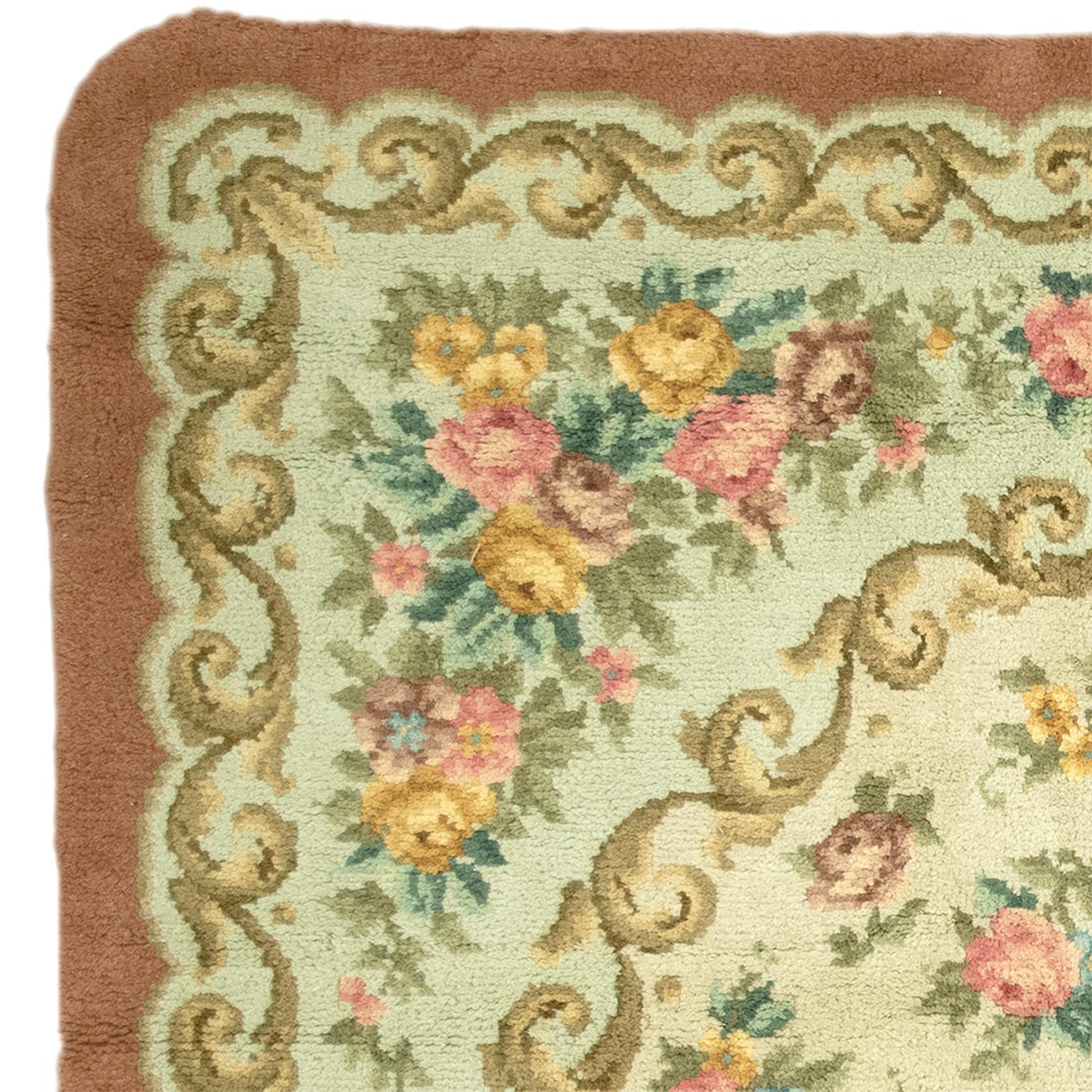 Handgewebter, antiker Savonerrie-Teppich um 1890 Frankreich.