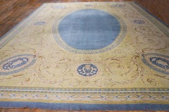 Extraordinary SkyBlue and Beige Color Antique French Neoclassical Savonnerie Rug