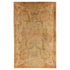 Alfombra Savonnerie antigua con motivos florales beige-dorado rosa by Rug & Kilim