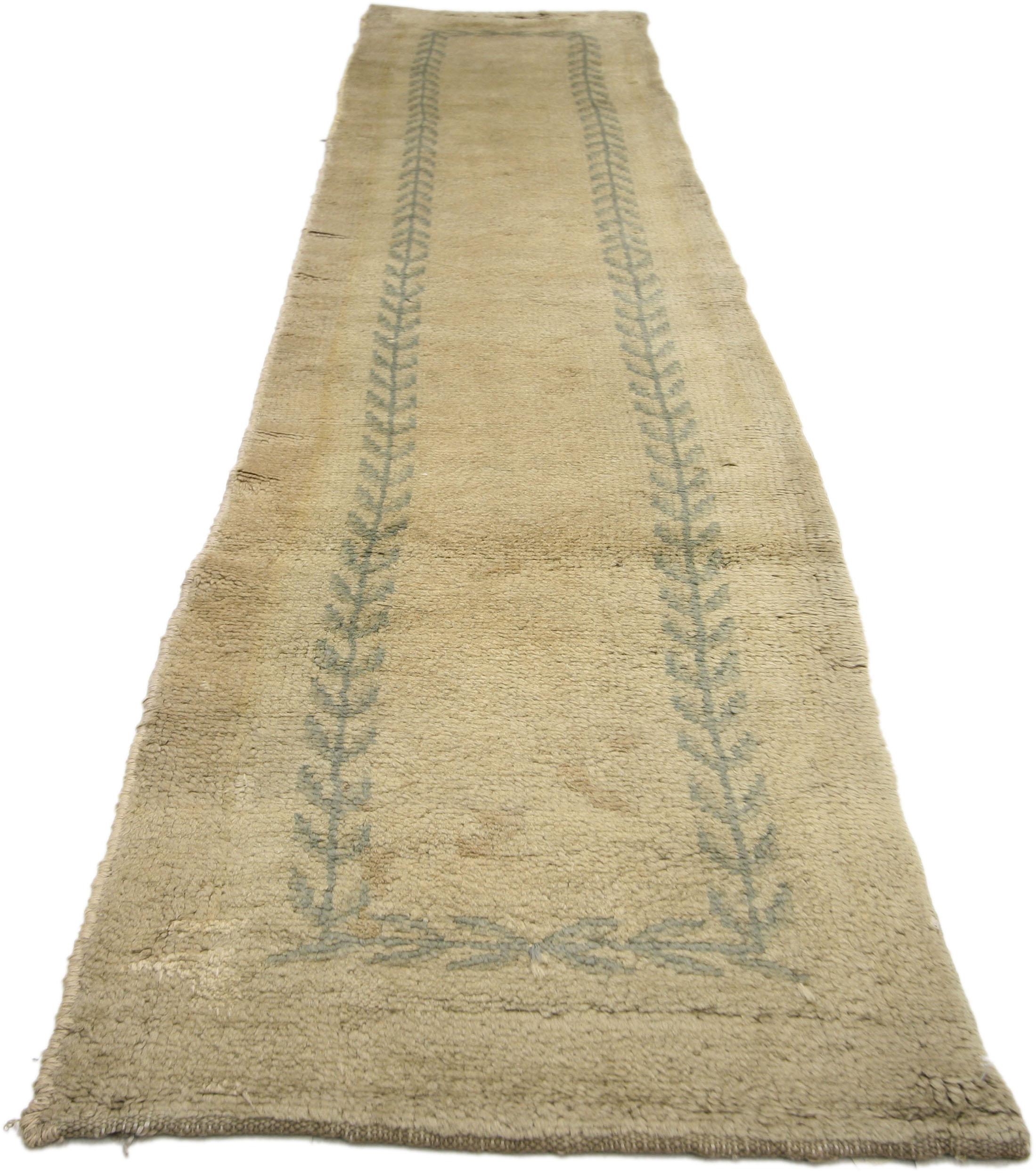 Aubusson Antique Savonnerie Runner with French Country Style, Narrow Hallway Runner For Sale