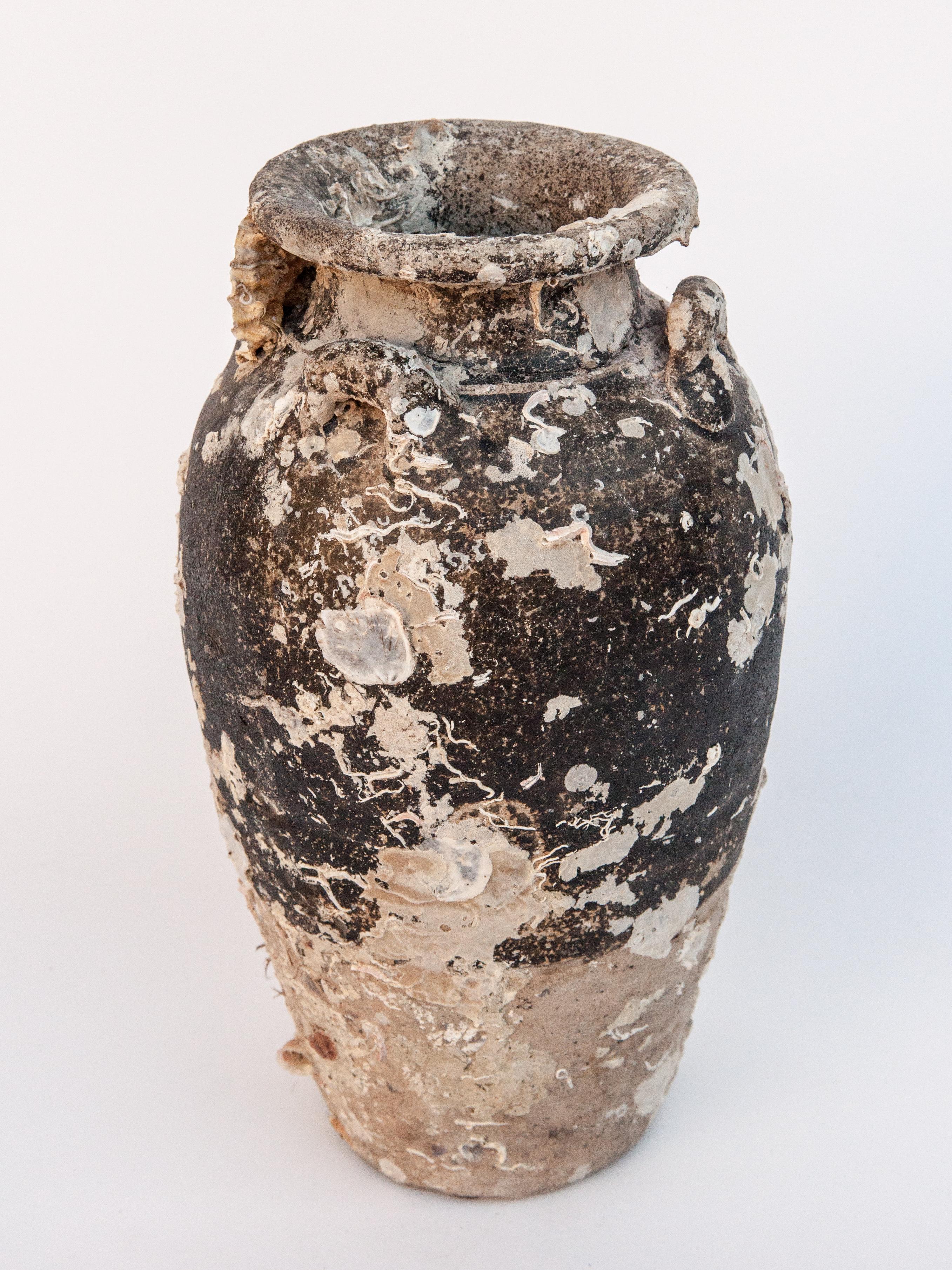 Ceramic Antique Sawankhalok Jar with Encrustations, Sawankhalok, Thailand, 15th Century